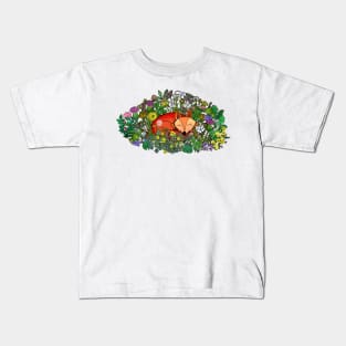 Sleepy Fox In a Wildflower Meadow Kids T-Shirt